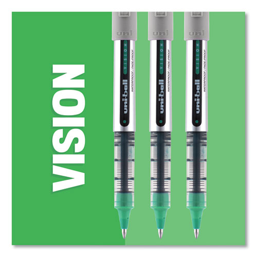VISION Roller Ball Pen, Stick, Fine 0.7 mm, Black Ink, Silver/Black/Clear Barrel, Dozen