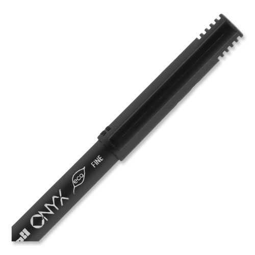 Image of Uniball® Onyx Roller Ball Pen, Stick, Fine 0.7 Mm, Red Ink, Black Matte Barrel, Dozen