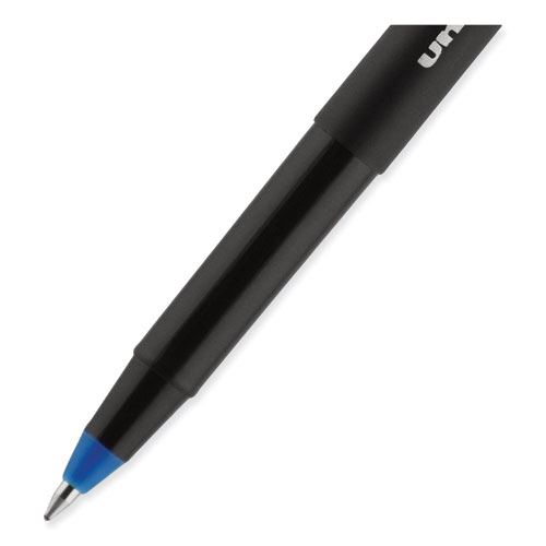 Image of Uniball® Onyx Roller Ball Pen, Stick, Fine 0.7 Mm, Blue Ink, Black Matte Barrel, Dozen