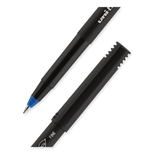 ONYX Roller Ball Pen, Stick, Fine 0.7 mm, Blue Ink, Black/Blue Barrel, Dozen