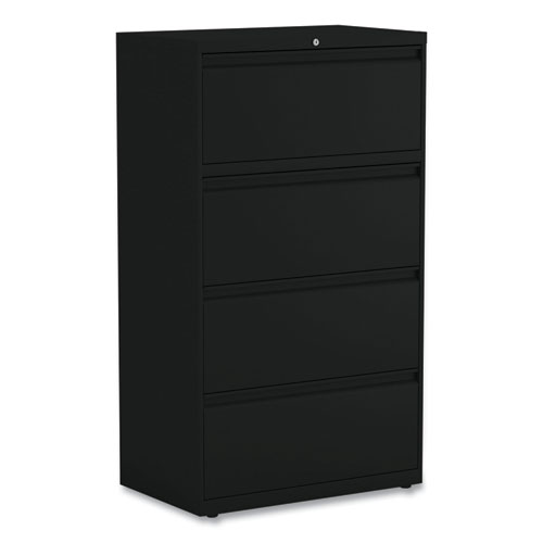 Lateral File, 4 Legal/Letter-Size File Drawers, Black, 30" x 18.63" x 52.5"