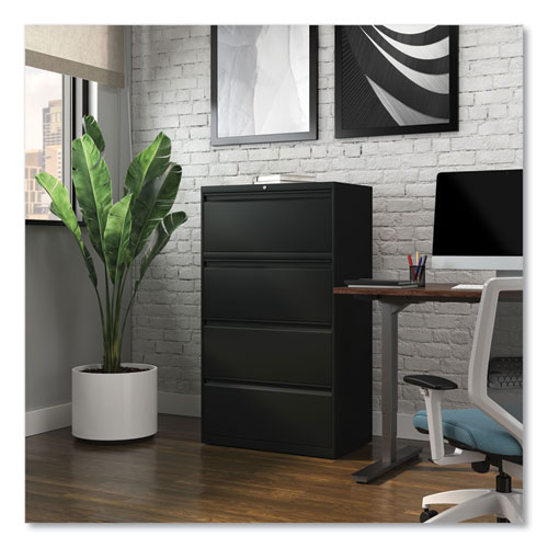 Image of Alera® Lateral File, 4 Legal/Letter-Size File Drawers, Black, 30" X 18.63" X 52.5"