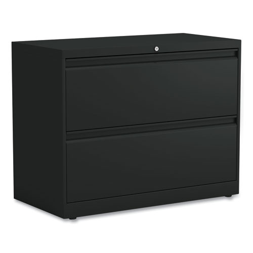 Image of Lateral File, 2 Legal/Letter-Size File Drawers, Black, 36" x 18.63" x 28"