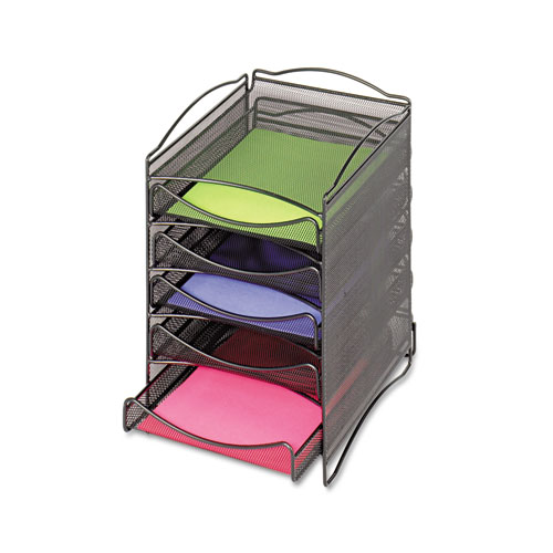 Image of Safco® Onyx Stackable Literature Organizer, Five-Drawer, 10.25 X 12.75 X 15.25, Black