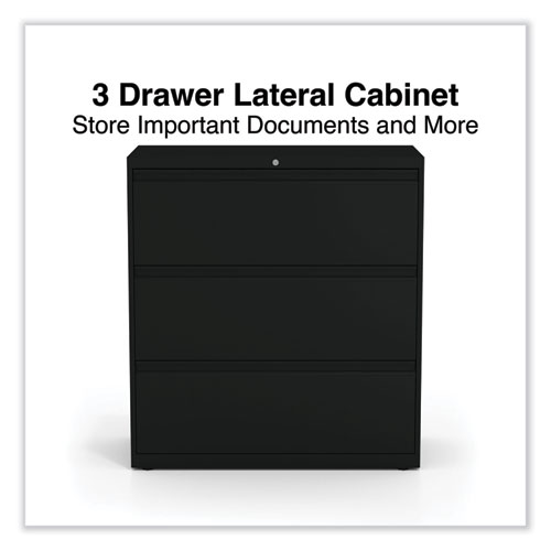 Lateral File, 3 Legal/Letter/A4/A5-Size File Drawers, Black, 36" x 18.63" x 40.25"
