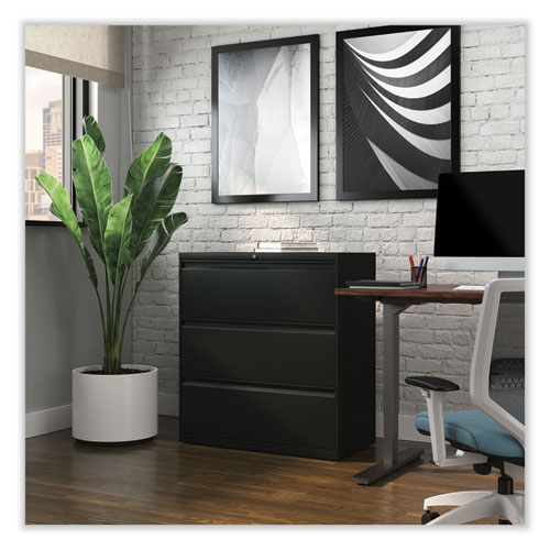 Image of Alera® Lateral File, 3 Legal/Letter/A4/A5-Size File Drawers, Black, 36" X 18.63" X 40.25"