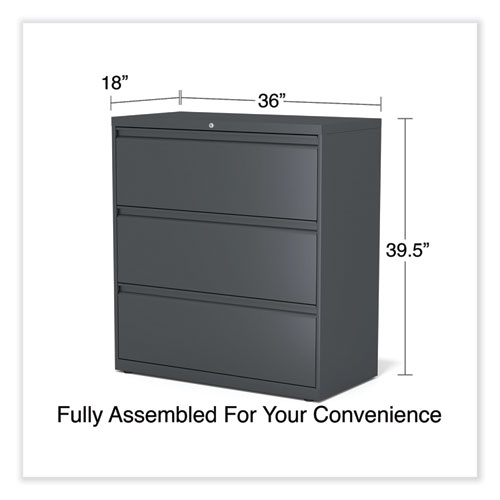 Image of Alera® Lateral File, 3 Legal/Letter/A4/A5-Size File Drawers, Charcoal, 36" X 18.63" X 40.25"