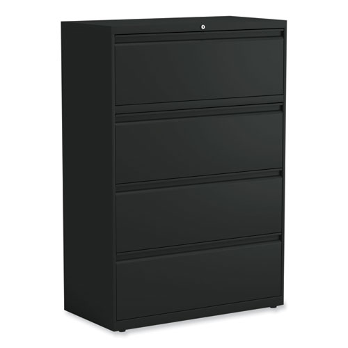 Image of Lateral File, 4 Legal/Letter-Size File Drawers, Black, 36" x 18.63" x 52.5"