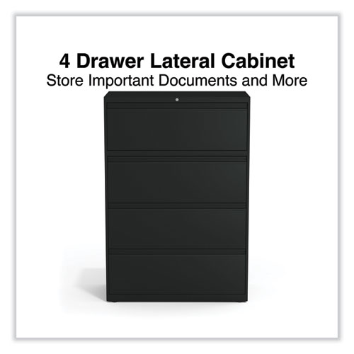 Lateral File, 4 Legal/Letter-Size File Drawers, Black, 36" x 18.63" x 52.5"