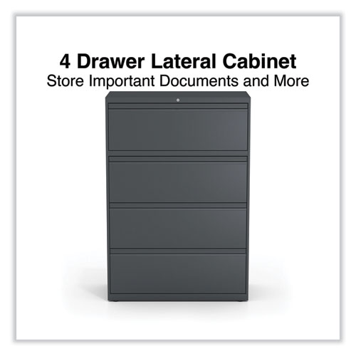 Image of Alera® Lateral File, 4 Legal/Letter/A4/A5-Size File Drawers, Charcoal, 36" X 18.63" X 52.5"