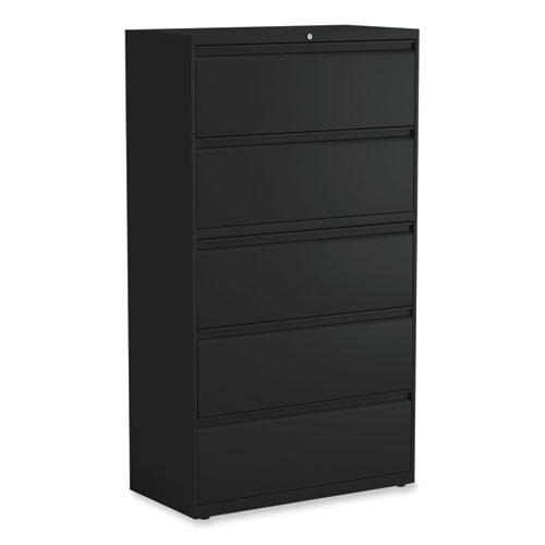 Image of Lateral File, 5 Legal/Letter/A4/A5-Size File Drawers, Black, 36" x 18.63" x 67.63"