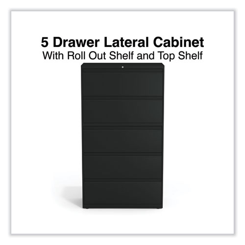 Image of Alera® Lateral File, 5 Legal/Letter/A4/A5-Size File Drawers, Black, 36" X 18.63" X 67.63"