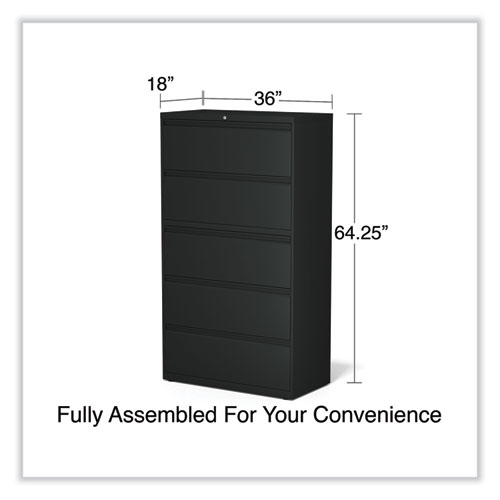 Image of Alera® Lateral File, 5 Legal/Letter/A4/A5-Size File Drawers, Black, 36" X 18.63" X 67.63"