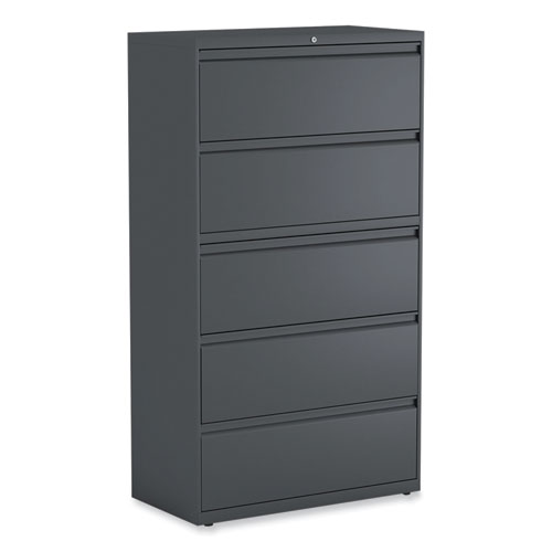 Image of Alera® Lateral File, 5 Legal/Letter/A4/A5-Size File Drawers, Charcoal, 36" X 18.63" X 67.63"