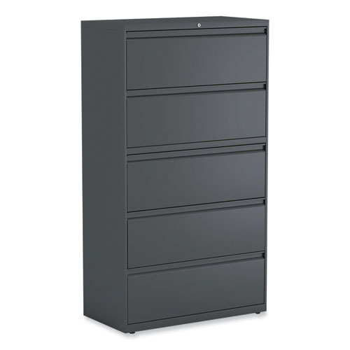 Alera® Lateral File, 5 Legal/Letter/A4/A5-Size File Drawers, Charcoal, 36" X 18.63" X 67.63"