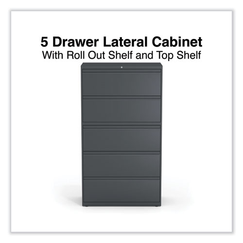 Image of Alera® Lateral File, 5 Legal/Letter/A4/A5-Size File Drawers, Charcoal, 36" X 18.63" X 67.63"
