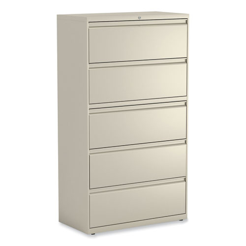 Image of Alera® Lateral File, 5 Legal/Letter/A4/A5-Size File Drawers, Putty, 36" X 18.63" X 67.63"