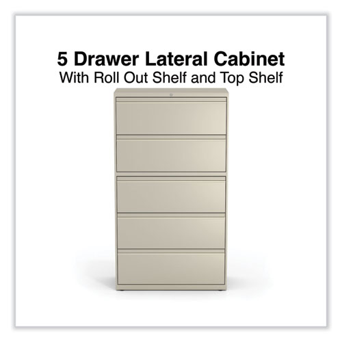 Lateral File, 5 Legal/Letter/A4/A5-Size File Drawers, Putty, 36" x 18.63" x 67.63"