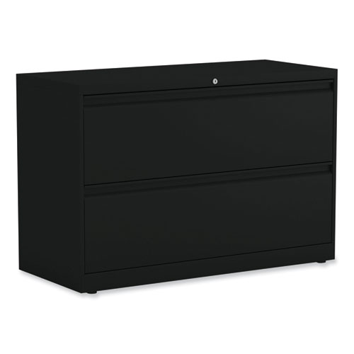 Image of Lateral File, 2 Legal/Letter-Size File Drawers, Black, 42" x 18.63" x 28"