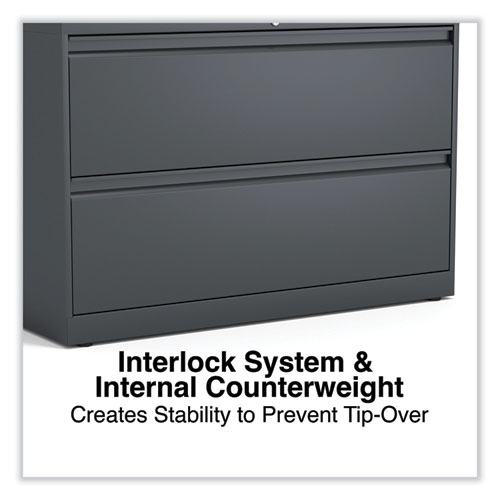Image of Alera® Lateral File, 2 Legal/Letter-Size File Drawers, Charcoal, 42" X 18.63" X 28"