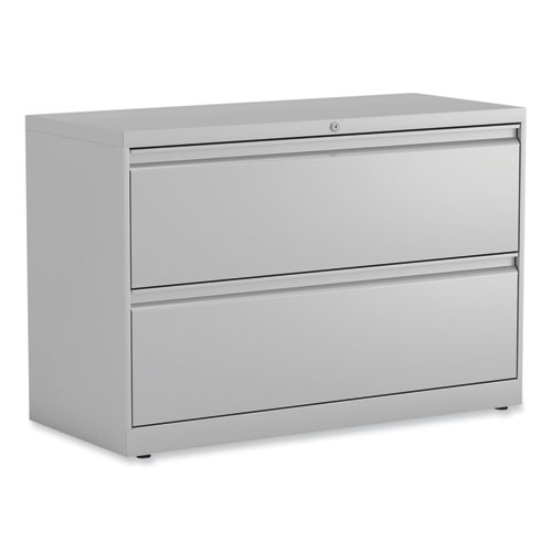 Image of Lateral File, 2 Legal/Letter-Size File Drawers, Light Gray, 42" x 18.63" x 28"