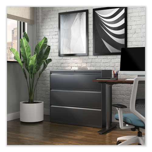 Image of Alera® Lateral File, 3 Legal/Letter/A4/A5-Size File Drawers, Charcoal, 42" X 18.63" X 40.25"