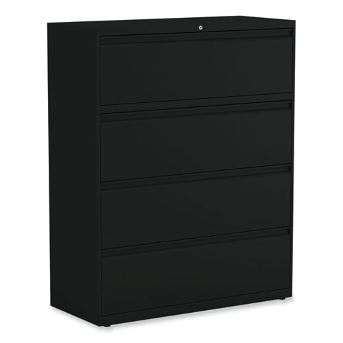 Image of Lateral File, 4 Legal/Letter-Size File Drawers, Black, 42" x 18.63" x 52.5"