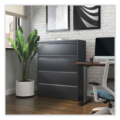Image of Alera® Lateral File, 4 Legal/Letter/A4/A5-Size File Drawers, Charcoal, 42" X 18.63" X 52.5"