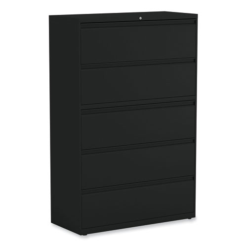 Alera® Lateral File, 5 Legal/Letter/A4/A5-Size File Drawers, Black, 42" X 18.63" X 67.63"