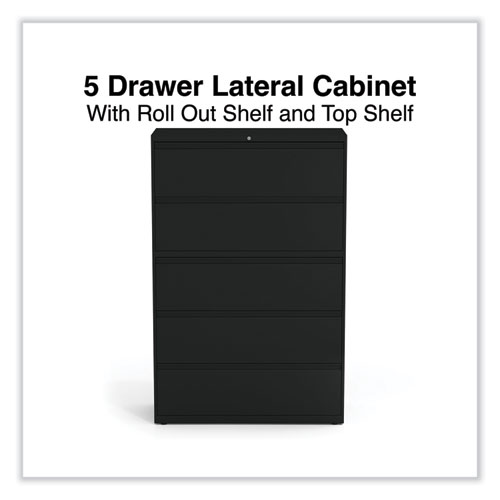 Lateral File, 5 Legal/Letter/A4/A5-Size File Drawers, Black, 42" x 18.63" x 67.63"