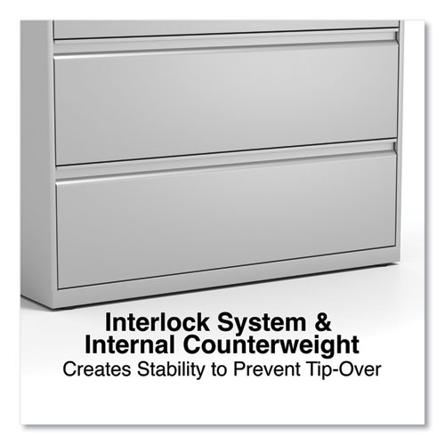 Image of Alera® Lateral File, 5 Legal/Letter/A4/A5-Size File Drawers, 1 Roll-Out Posting Shelf, Light Gray, 42" X 18.63" X 67.63"