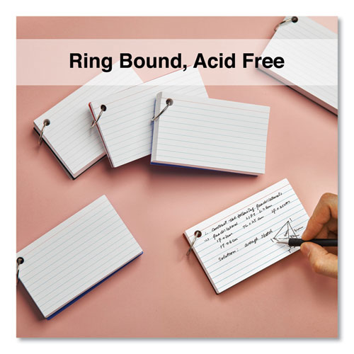 Ring Index Cards, Ruled, 3 x 5, White, 100/Pack