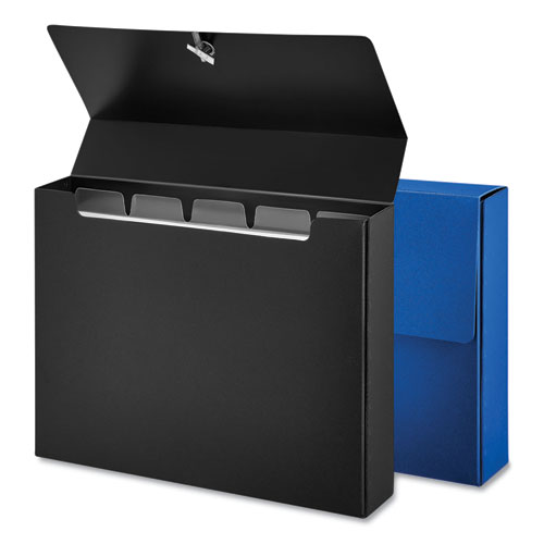 Universal® Poly Index Card Box, Holds 100 4 X 6 Cards, 4 X 1.33 X 6, Plastic, Black/Blue, 2/Pack