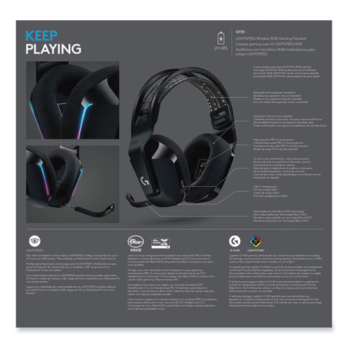 Image of Logitech® G733 Lightspeed Wireless Gaming Binaural Over The Head Headset, Black