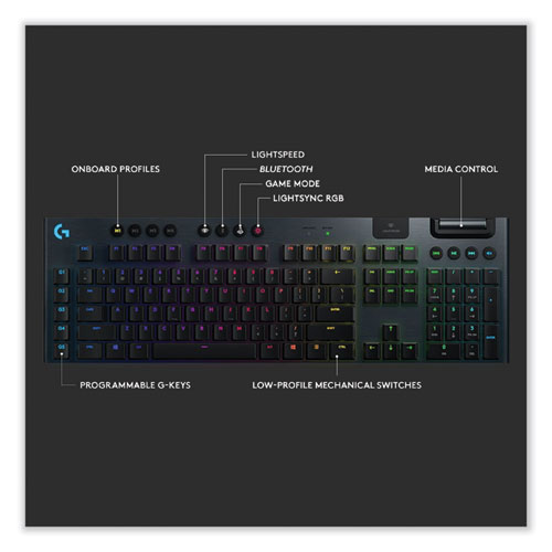 Image of Logitech® G915 Lightspeed Wireless Rgb Mechanical Gaming Keyboard, Linear Switch, Black