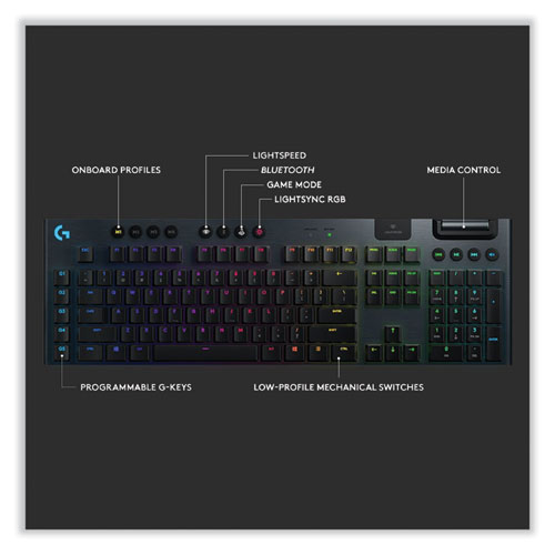 G915 LIGHTSPEED Wireless RGB Mechanical Gaming Keyboard, Tactile Keys, Black