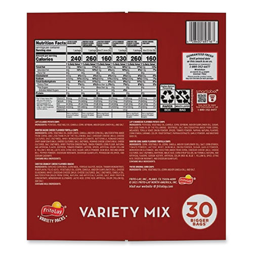 Image of Frito-Lay Classic Variety Mix, Assorted, 30 Bags/Box