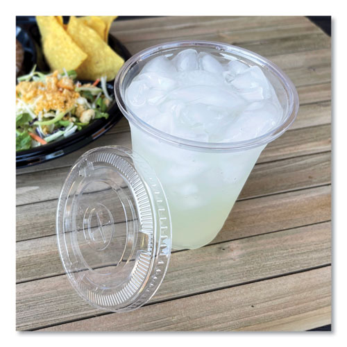 PET Cold Cup Lids, Fits 12 oz Squat and 14 to 24 oz Plastic Cups, Clear, 100/Sleeve, 10 Sleeves/Carton