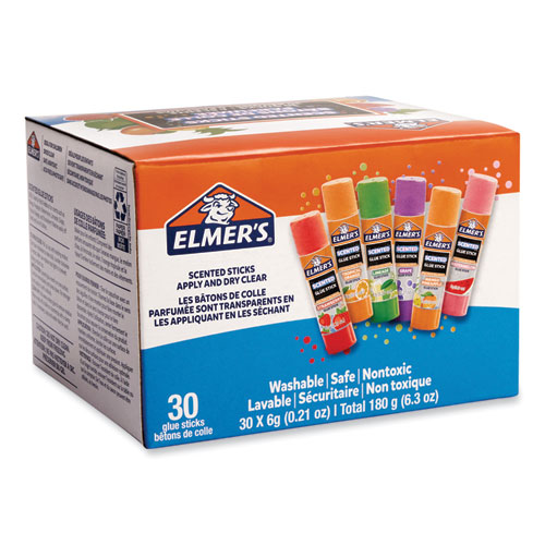 Clear School Glue Stick, Scented, Assorted, 0.21 oz, Dries Clear, 30/Pack EPI2175692