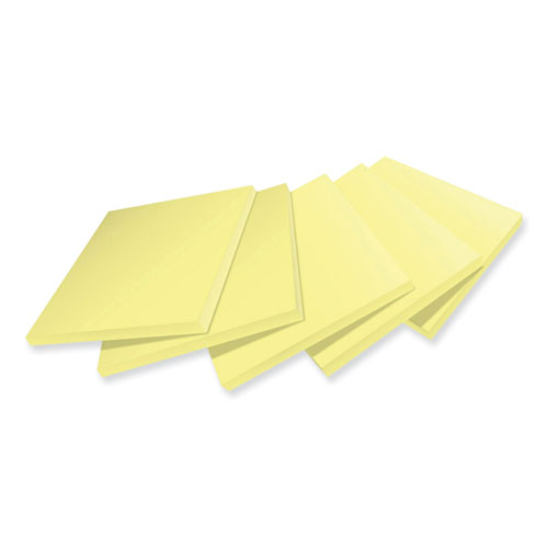 Image of Post-It® Notes Super Sticky 100% Recycled Paper Super Sticky Notes, 3" X 3", Canary Yellow, 70 Sheets/Pad, 5 Pads/Pack