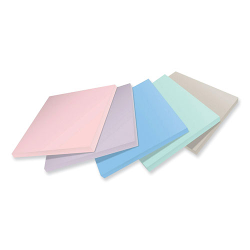 Image of Post-It® Notes Super Sticky 100% Recycled Paper Super Sticky Notes, 3" X 3", Wanderlust Pastels, 70 Sheets/Pad, 5 Pads/Pack