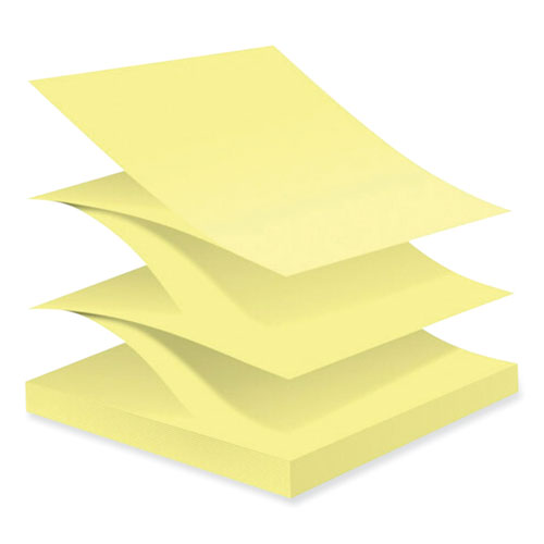 Image of Post-It® Notes Super Sticky 100% Recycled Paper Super Sticky Notes, 3" X 3", Canary Yellow, 70 Sheets/Pad, 6 Pads/Pack
