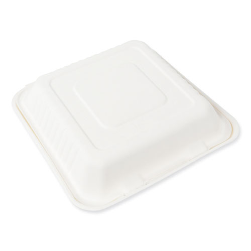 Amercareroyal® Bagasse Pfas-Free Food Containers, 1-Compartment, 9 X 9 X 3.19, White, Bamboo/Sugarcane, 200/Carton
