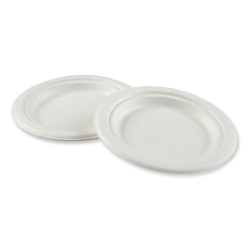 Image of Amercareroyal® Bagasse Pfas-Free Dinnerware, Plate, 6", White, 1,000/Carton