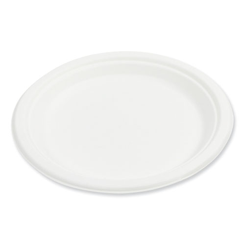 Image of Amercareroyal® Bagasse Pfas-Free Dinnerware, Plate, 9", White, 500/Carton