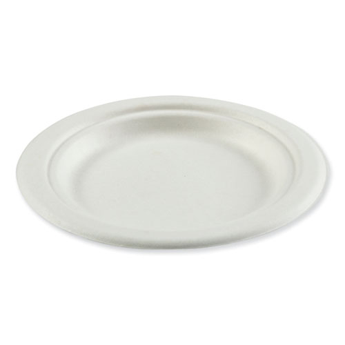 Bagasse PFAS-Free Dinnerware, Plate, 6", White, 1,000/Carton