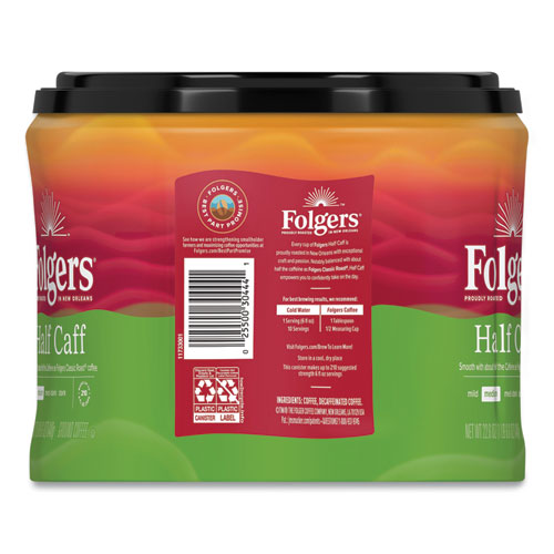 Image of Folgers® Coffee, Half Caff, 22.6 Oz Canister, 6/Carton