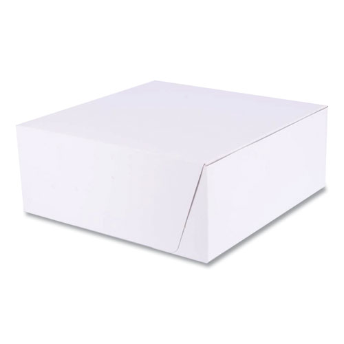 SCT® White One-Piece Non-Window Bakery Boxes, 1/4-Sheet Cake Box, 14 x 10 x 4, White, Paper, 100/Carton