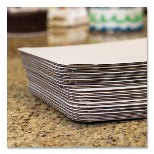 Bakery Bright White Cake Pad, Single Wall Pad, 1/4 Sheet, 10 x 14, White, Paper, 100/Bundle