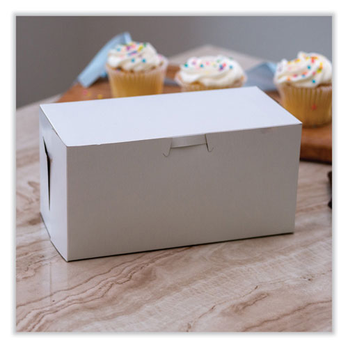 White One-Piece Non-Window Bakery Boxes, Standard, 9 x 5 x 4, White, Paper, 250/Bundle